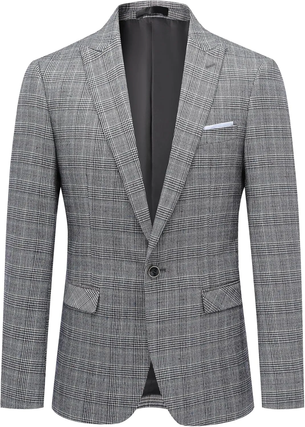 Mens 2 Piece Checked Suit Slim Fit 1 Button Plaid Casual Formal Blazer Pants Set