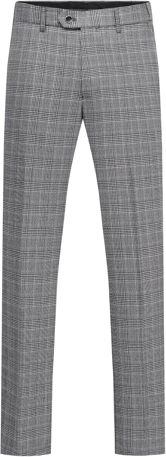 Mens 2 Piece Checked Suit Slim Fit 1 Button Plaid Casual Formal Blazer Pants Set