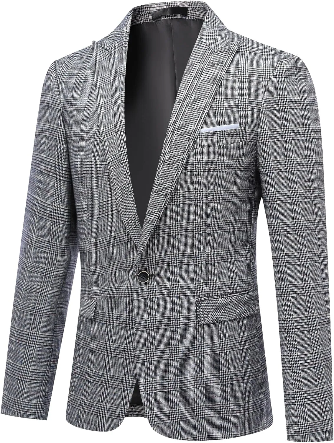 Mens 2 Piece Checked Suit Slim Fit 1 Button Plaid Casual Formal Blazer Pants Set