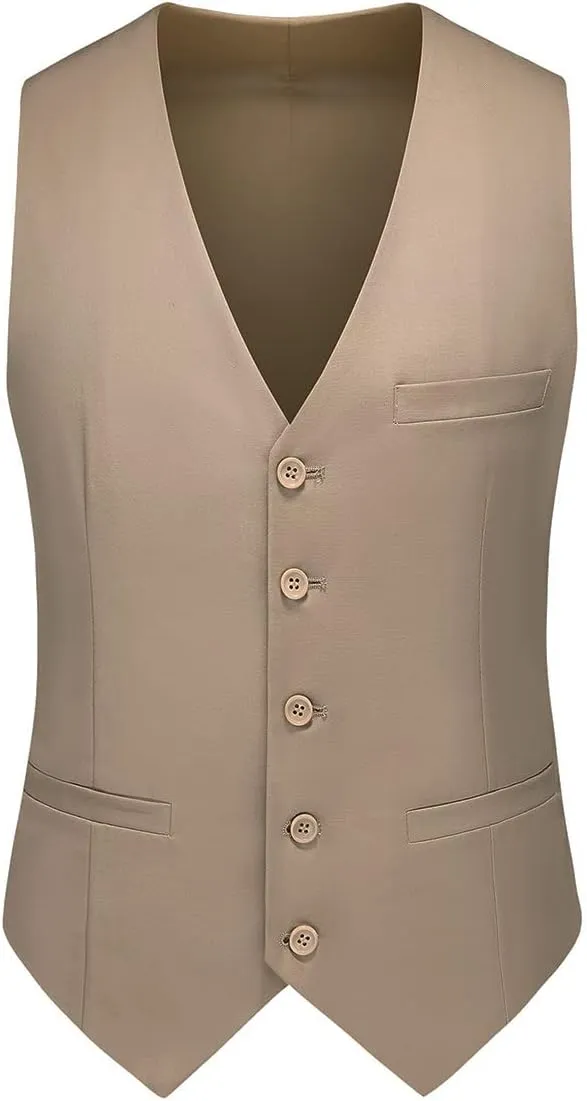 Mens 3 Piece Suits Slim Fit One Button Tuxedo Suits for Men Solid Business Casual for Wedding Blazer Pants Vest Suit Set