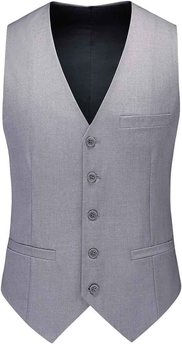 Mens 3 Piece Suits Slim Fit One Button Tuxedo Suits for Men Solid Business Casual for Wedding Blazer Pants Vest Suit Set