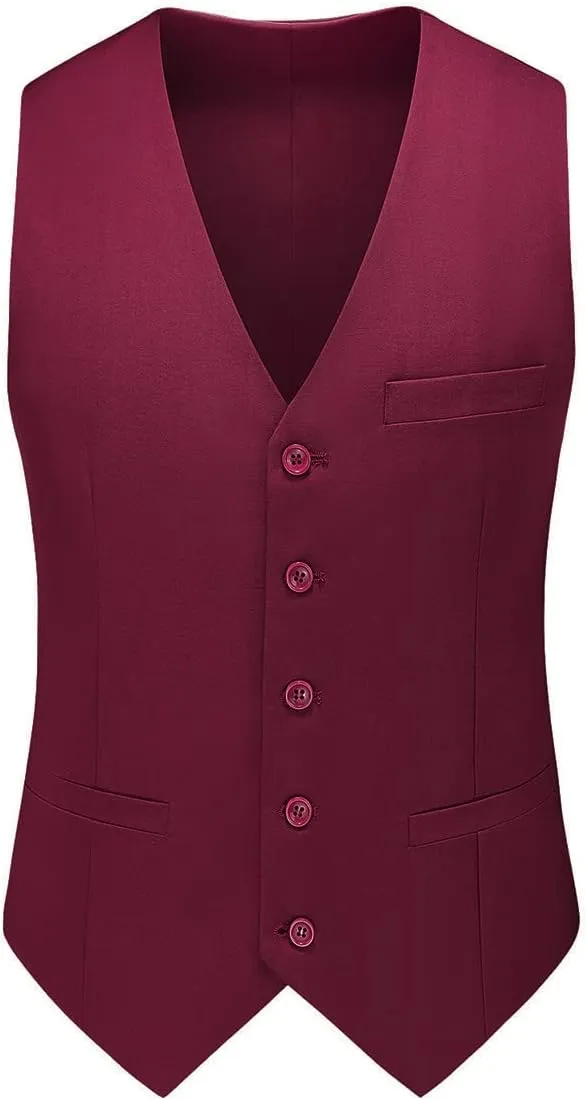 Mens 3 Piece Suits Slim Fit One Button Tuxedo Suits for Men Solid Business Casual for Wedding Blazer Pants Vest Suit Set