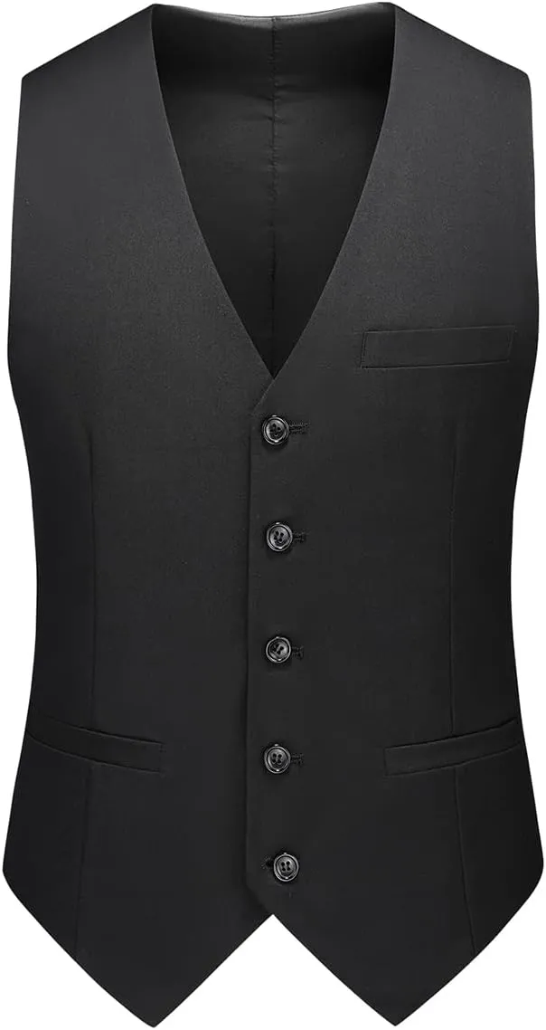 Mens 3 Piece Suits Slim Fit One Button Tuxedo Suits for Men Solid Business Casual for Wedding Blazer Pants Vest Suit Set