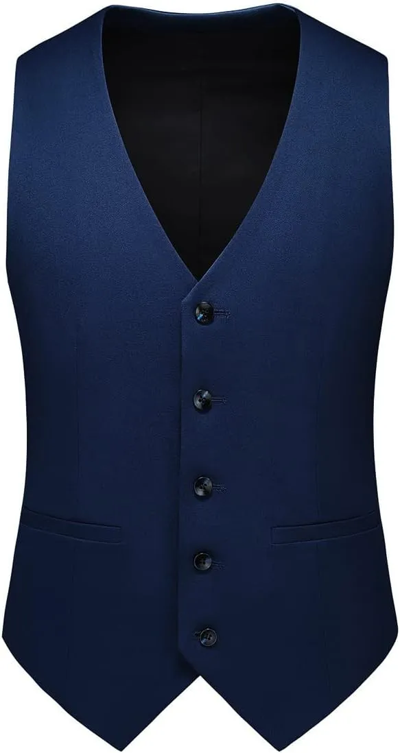 Mens 3 Piece Suits Slim Fit One Button Tuxedo Suits for Men Solid Business Casual for Wedding Blazer Pants Vest Suit Set