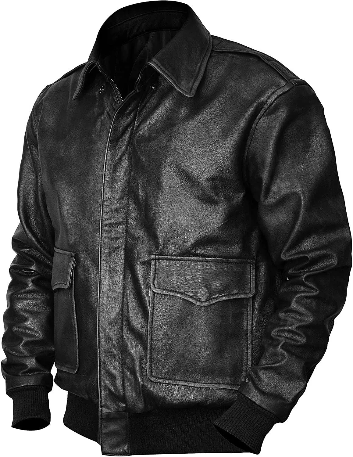 Mens Aviator A-2 Leather Jacket US Air Force Cockpit Flight Pilot Real Lambskin Distressed WW2 Bomber Jackets