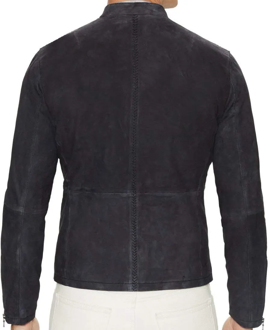 Mens Brown Black Leather Jacket  James Daniel Craig Bond Suede Bomber Jackets for Men - Leather Jacket Men