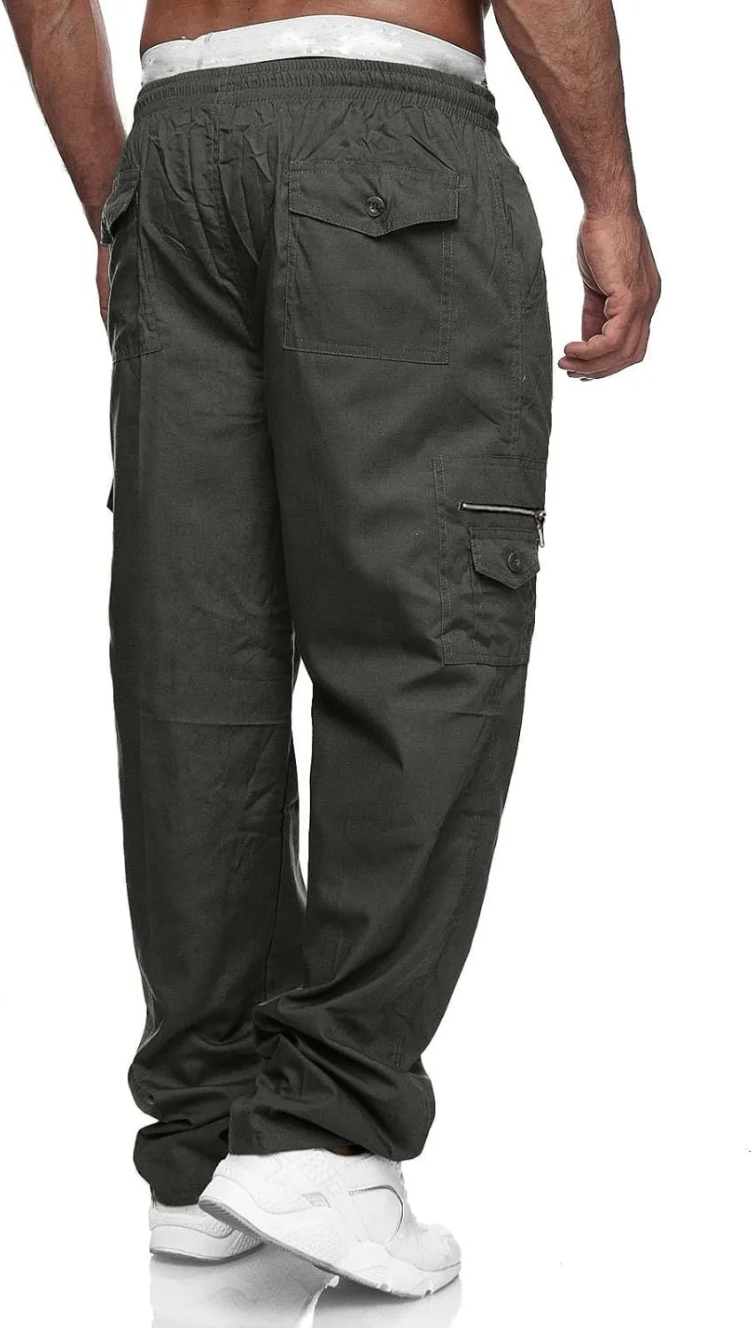Men's Cargo Pants Elastic Waistband Chino Slim Skinny Cargos Men Men's Cargo Pants Casual Trousers Tracksuit Trousers