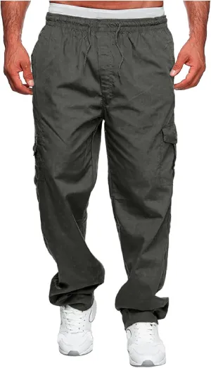 Men's Cargo Pants Elastic Waistband Chino Slim Skinny Cargos Men Men's Cargo Pants Casual Trousers Tracksuit Trousers