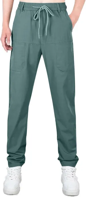 Mens Cargo Pants Plus Size Relaxed fit Stretchy Casual Hiking Pants Elastic Waist Drawstring Multi-Pocket Work Pants