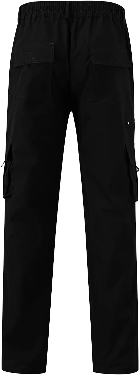 Mens Cargo Pants Relaxed Fit Cotton Hiking Sweatpants Casual Athletic Joggers Outdoor Trousers with Pockets
