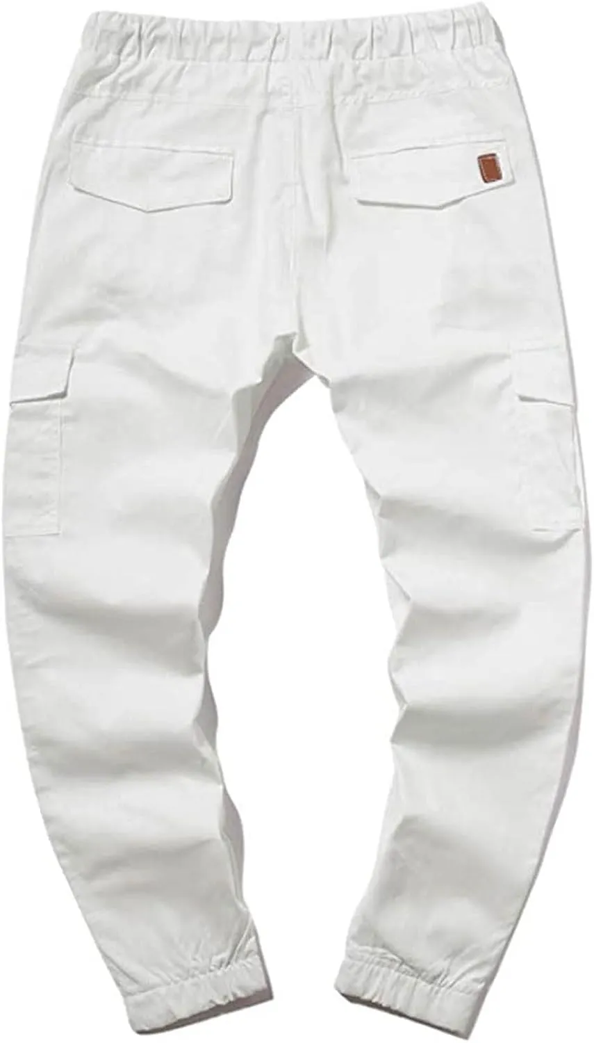 Men's Cargo Pants Stretch Skinny Fit Drawstring Cycling Climbing Trouser Casual Stylish Slacks Tapered Sweatpants