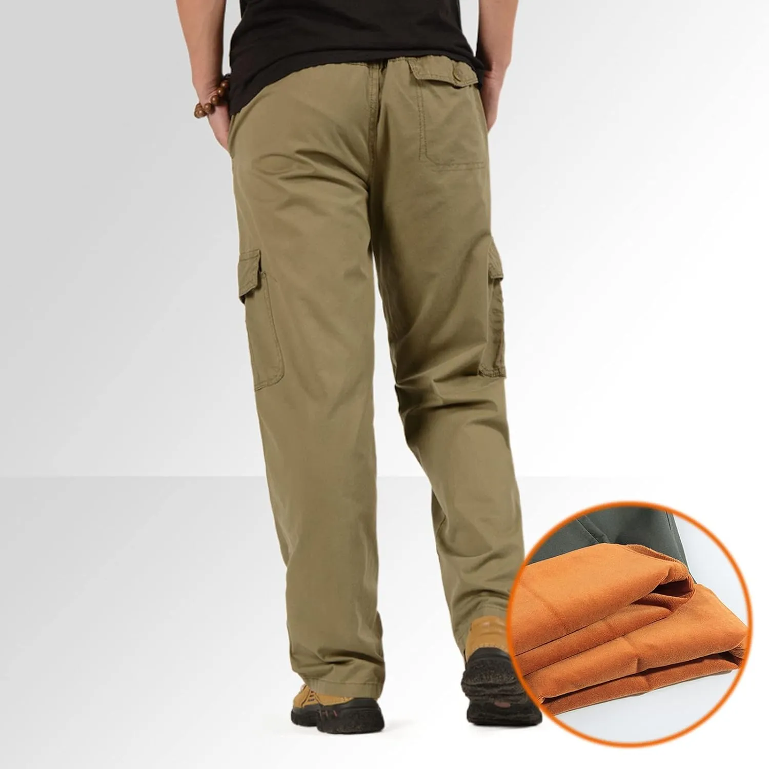 Mens Cargo Pants,Elastic Waist Sweatpants Straight Leg Casual Long Trousers Light Jogger Pants with Flap Pockets