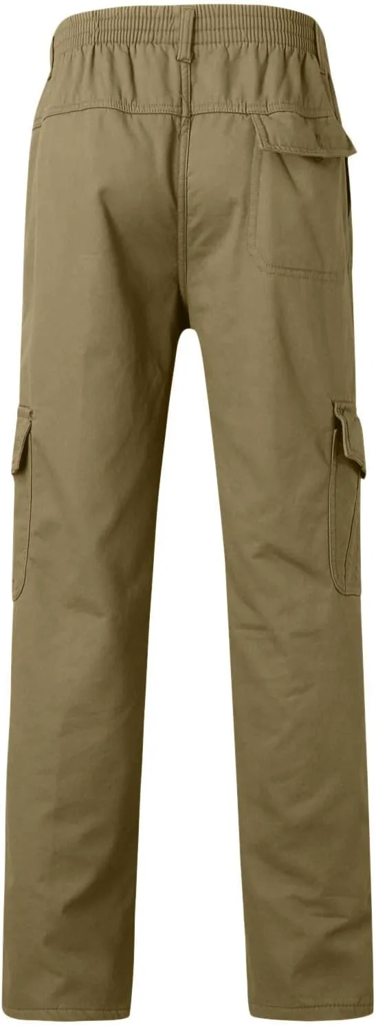 Mens Cargo Pants,Elastic Waist Sweatpants Straight Leg Casual Long Trousers Light Jogger Pants with Flap Pockets