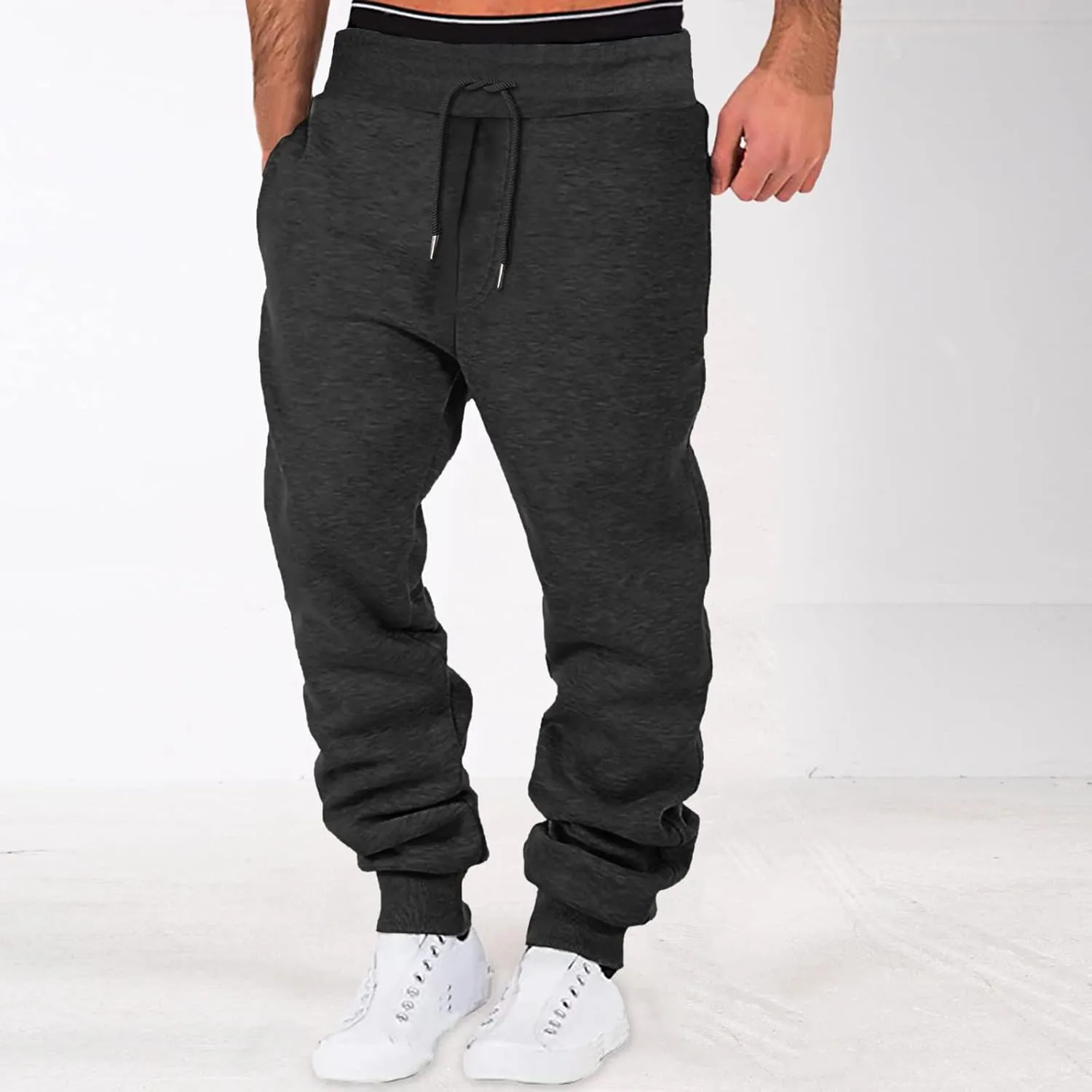 Mens Cargo Sweatpants Men's Basic Active Fleece Joggers Big and Tall Sizes Sweatpants for Men with Pockets Sweat Pant