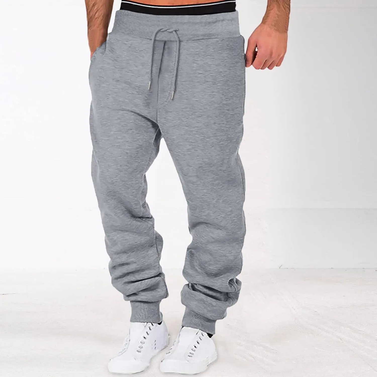 Mens Cargo Sweatpants Men's Basic Active Fleece Joggers Big and Tall Sizes Sweatpants for Men with Pockets Sweat Pant