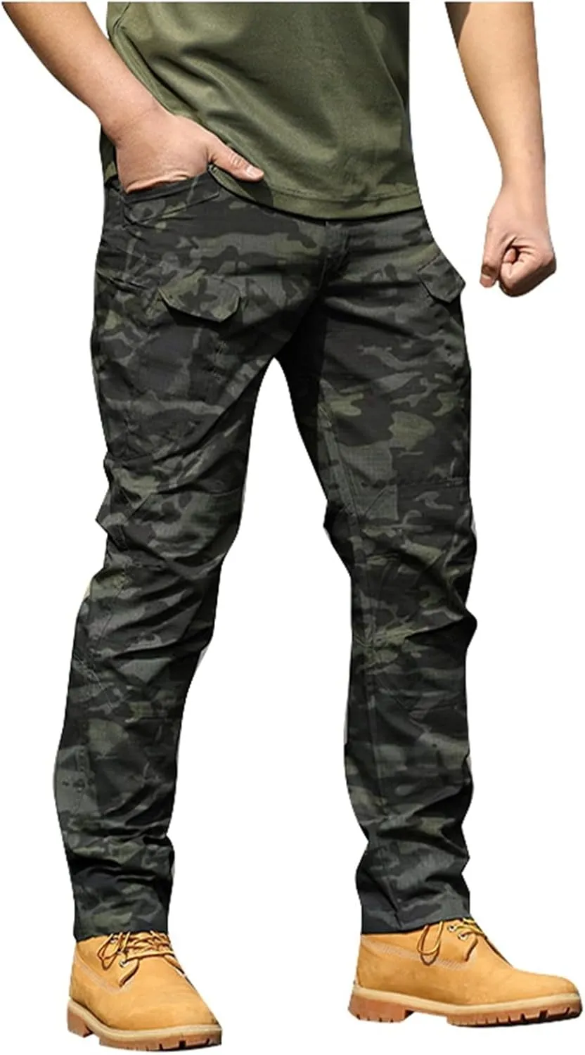 Mens Cargo Work Pants,Waterproof Ripstop Stretch Tactical Pants, Outdoor Breathable Resistant Hiking Pants with Pocket