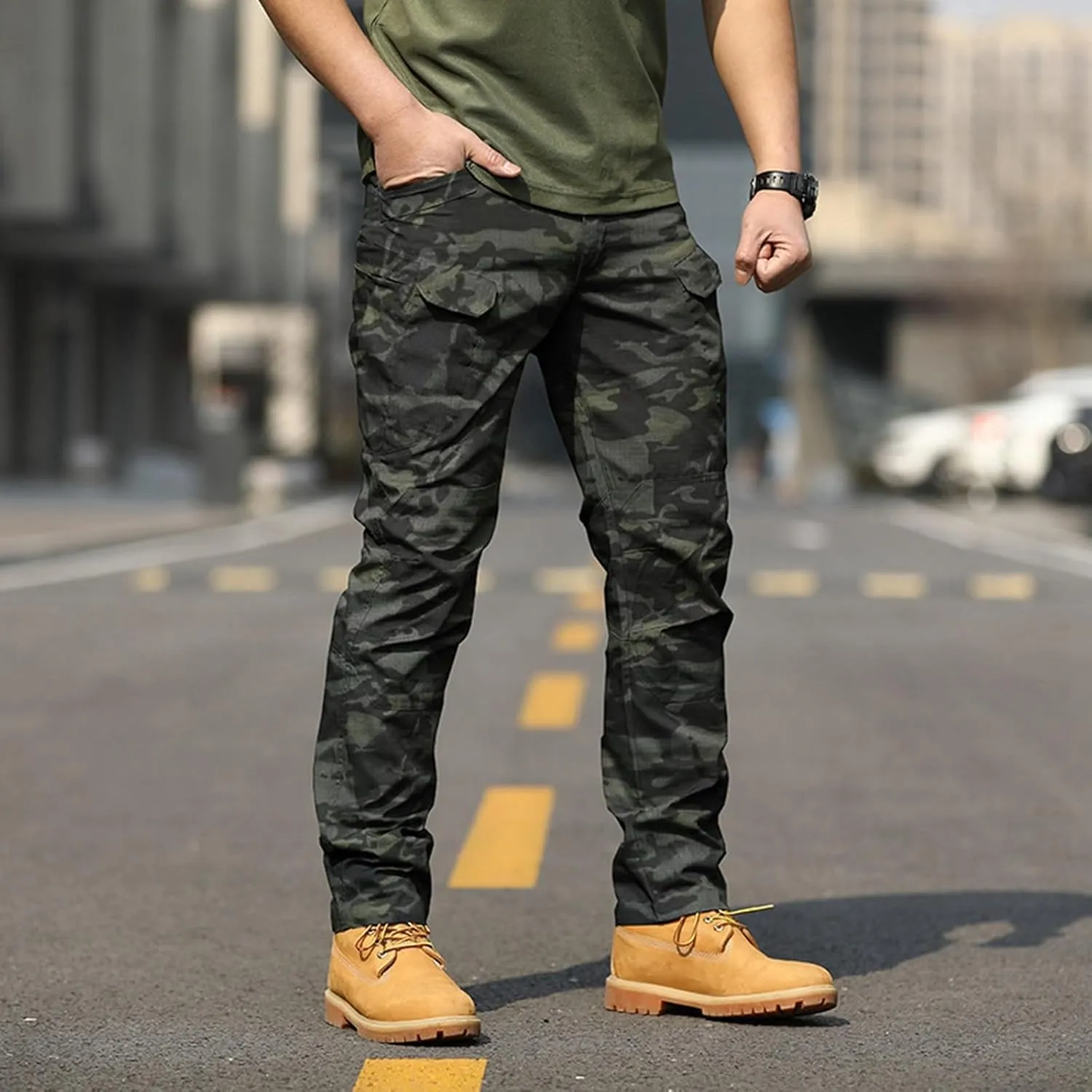 Mens Cargo Work Pants,Waterproof Ripstop Stretch Tactical Pants, Outdoor Breathable Resistant Hiking Pants with Pocket