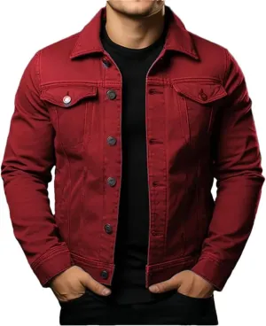 Men's Casual Denim Jackets Solid Turn Down Collar Streetwear Denim Jacket