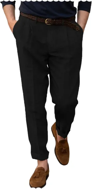 Men's Casual Linen Dress Pants Lightweight Breathable Summer Wedding Beach Trousers