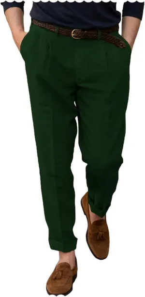 Men's Casual Linen Dress Pants Lightweight Breathable Summer Wedding Beach Trousers