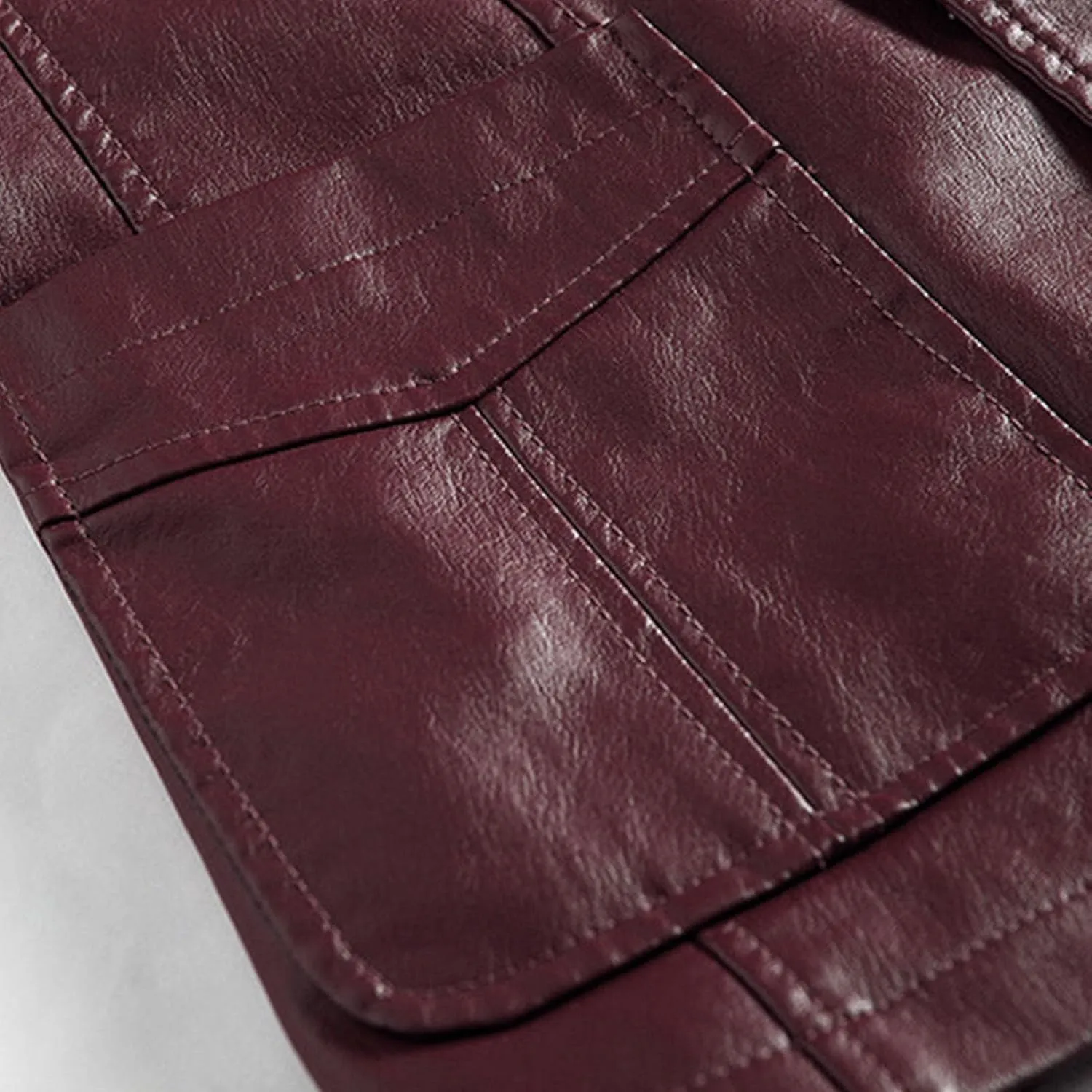 Men's Casual Notch Collar Leather Jacket Lightweight 2 Button Business Blazer Coat Fall Winter Slim Bomber Coats
