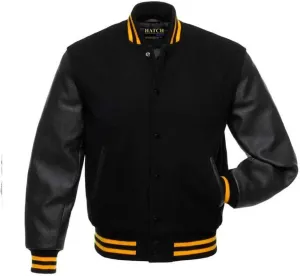 Men's Classic Varsity Letterman Jackets Genuine Leather Sleeve | Wool Blend Baseball College Jacket