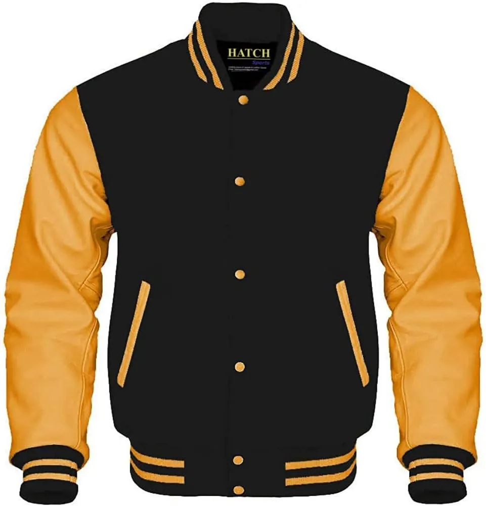 Men's Classic Varsity Letterman Jackets Genuine Leather Sleeve | Wool Blend Baseball College Jacket