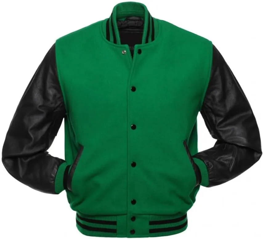 Men's Classic Varsity Letterman Jackets Genuine Leather Sleeve | Wool Blend Baseball College Jacket