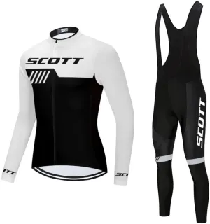Men's Cycling Jersey Set Long Sleeve Bike Shirts Bicycle Clothing Cycling Bib Pants with 20D Gel Padded