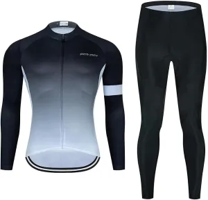 Men's Cycling Jersey Set Long Sleeve Cycling Clothing Road Bike Shirts Bicycle Jersey with 20D Gel Padded Long Pants