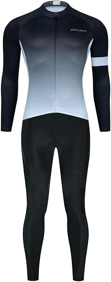 Men's Cycling Jersey Set Long Sleeve Cycling Clothing Road Bike Shirts Bicycle Jersey with 20D Gel Padded Long Pants