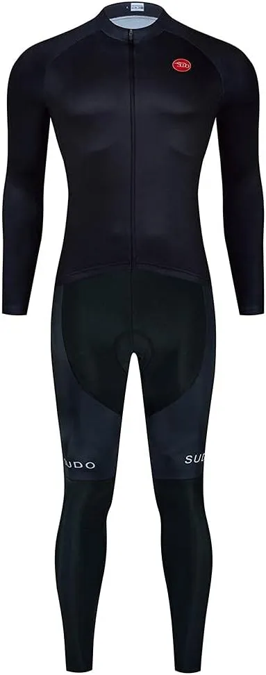Men's Cycling Jersey Set Long Sleeve Cycling Clothing Road Bike Shirts Bicycle Jersey with 20D Gel Padded Long Pants