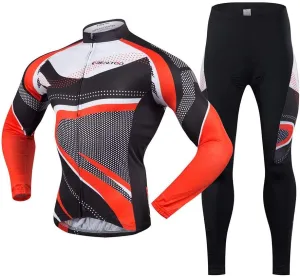 Men's Cycling Jersey Set Long Sleeve Full Zipper Quick-Dry Bike Shirt 3D Padded Cycling Tights Pants