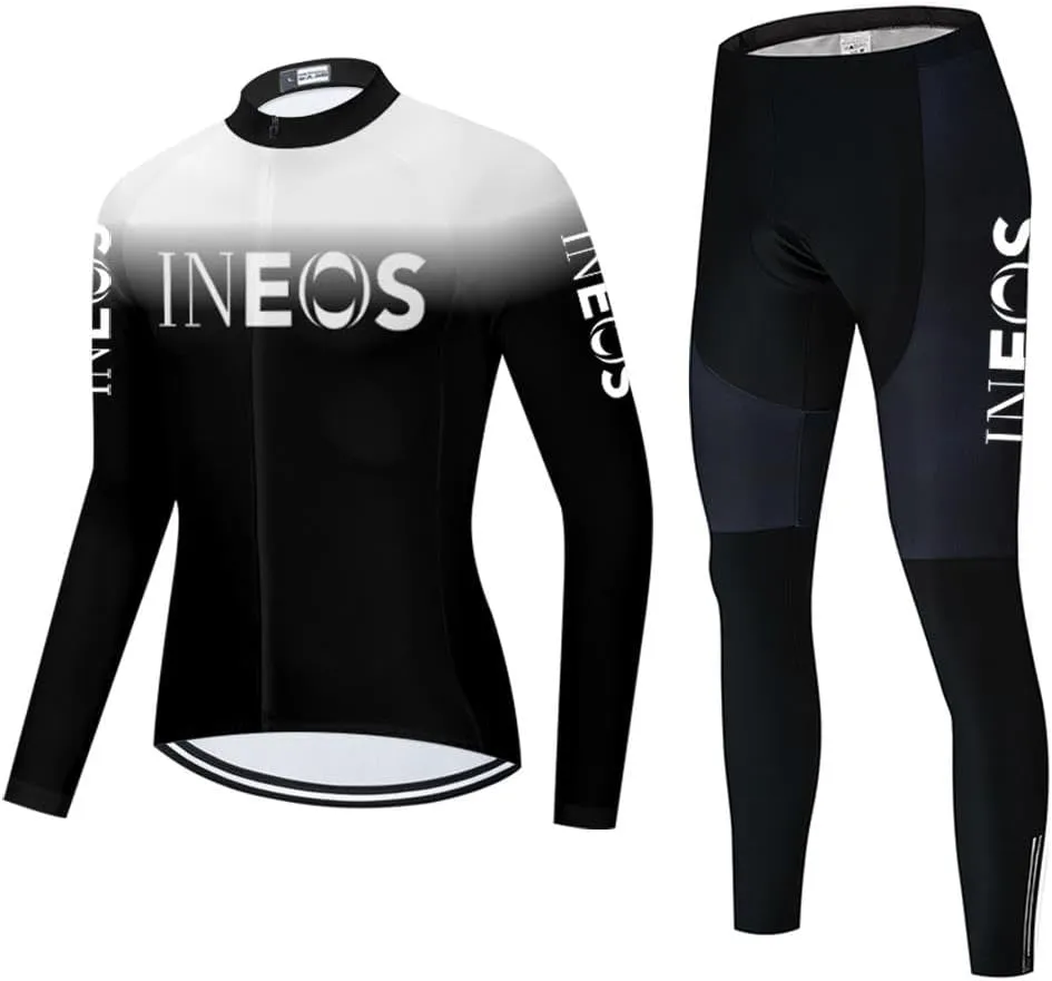 Men's Cycling Jersey Set Long Sleeve Road Bike Shirts Bicycle Clothing Cycling Pants with 20D Gel Padded