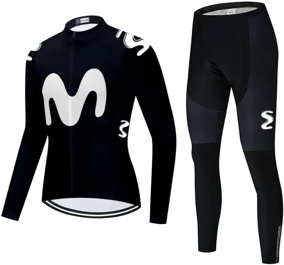 Men's Cycling Jersey Set Long Sleeve Road Bike Shirts Bicycle Clothing Cycling Pants with 20D Gel Padded