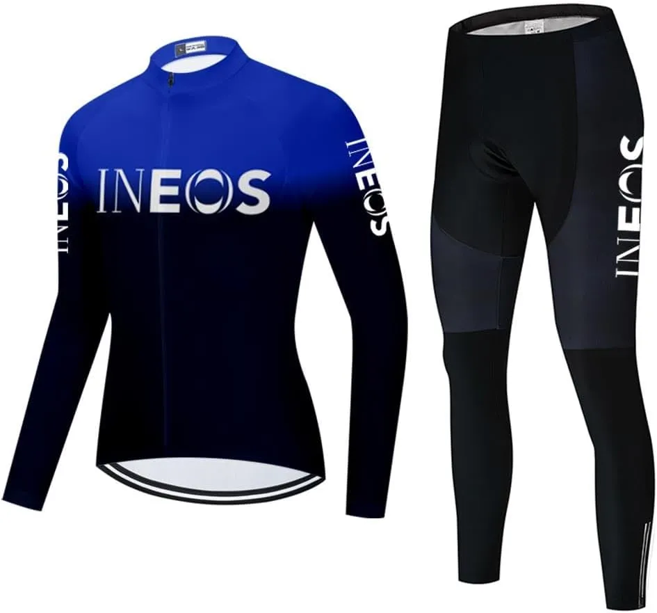 Men's Cycling Jersey Set Long Sleeve Road Bike Shirts Bicycle Clothing Cycling Pants with 20D Gel Padded