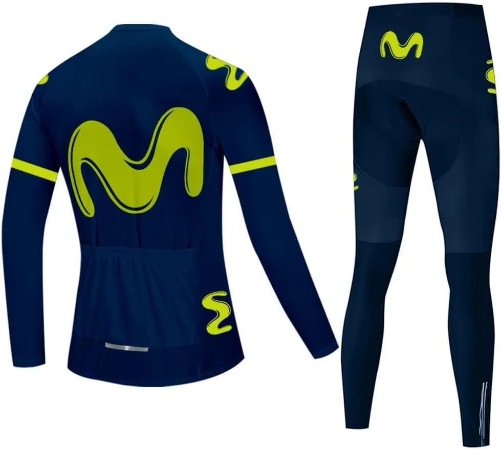 Men's Cycling Jersey Set Long Sleeve Road Bike Shirts Bicycle Clothing Cycling Pants with 20D Gel Padded