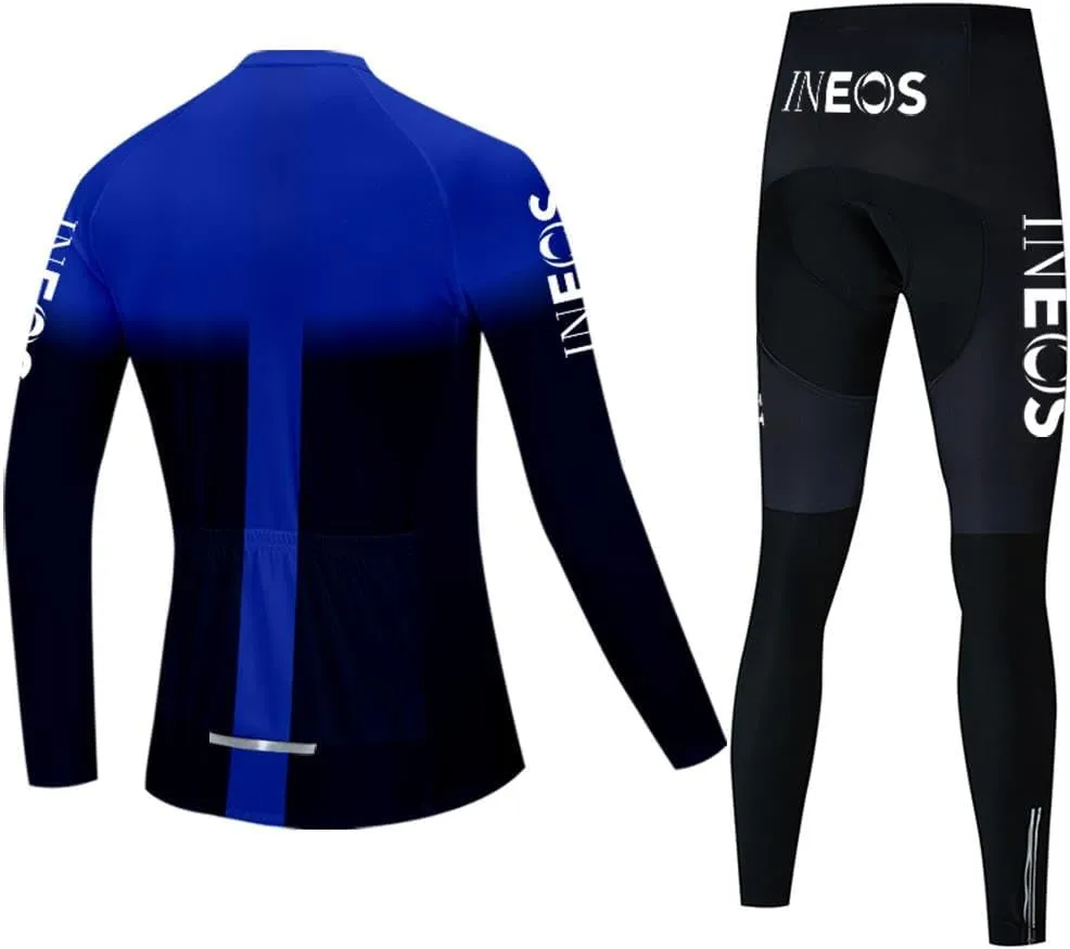 Men's Cycling Jersey Set Long Sleeve Road Bike Shirts Bicycle Clothing Cycling Pants with 20D Gel Padded