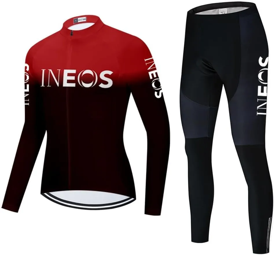 Men's Cycling Jersey Set Long Sleeve Road Bike Shirts Bicycle Clothing Cycling Pants with 20D Gel Padded