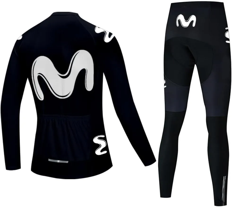 Men's Cycling Jersey Set Long Sleeve Road Bike Shirts Bicycle Clothing Cycling Pants with 20D Gel Padded