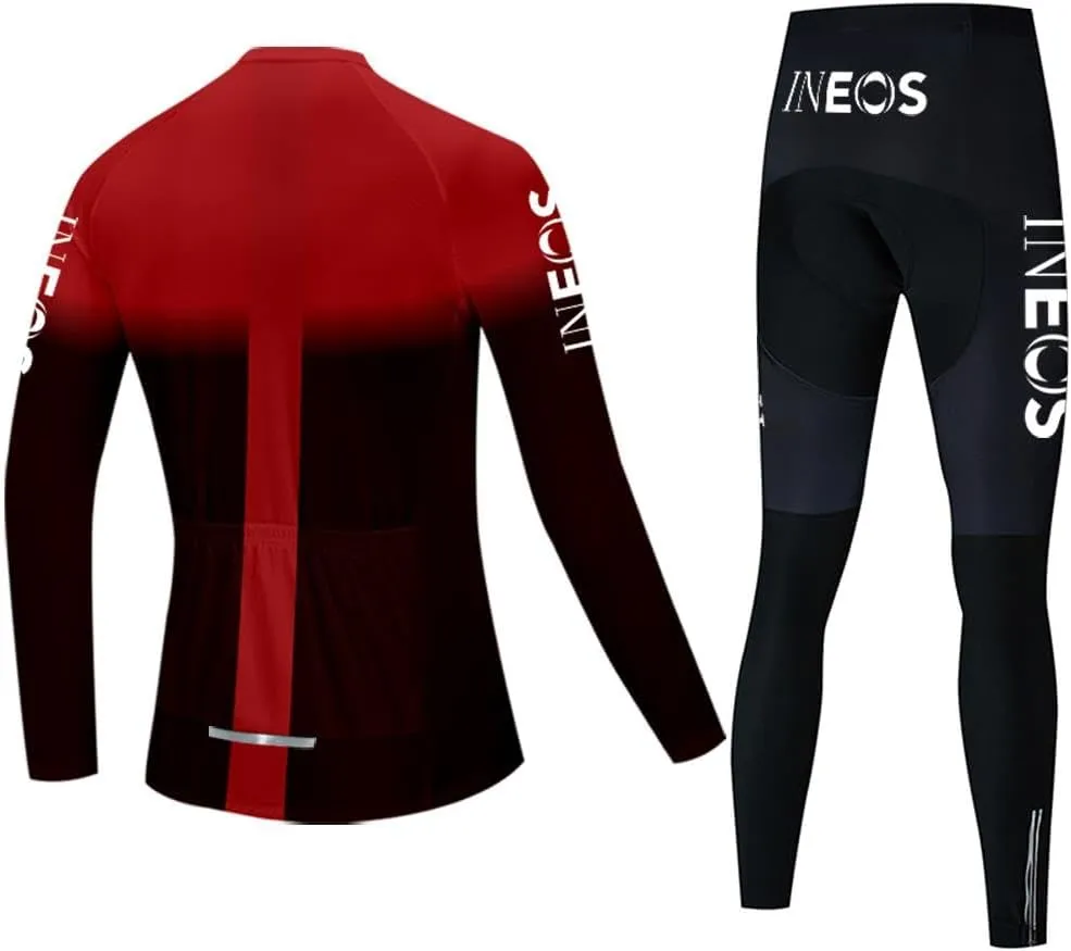 Men's Cycling Jersey Set Long Sleeve Road Bike Shirts Bicycle Clothing Cycling Pants with 20D Gel Padded