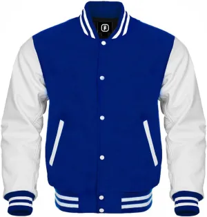 men's fashion lettermen baseball varsity jacket casual slim fit bomber jackets genuine leather seleeve wool body