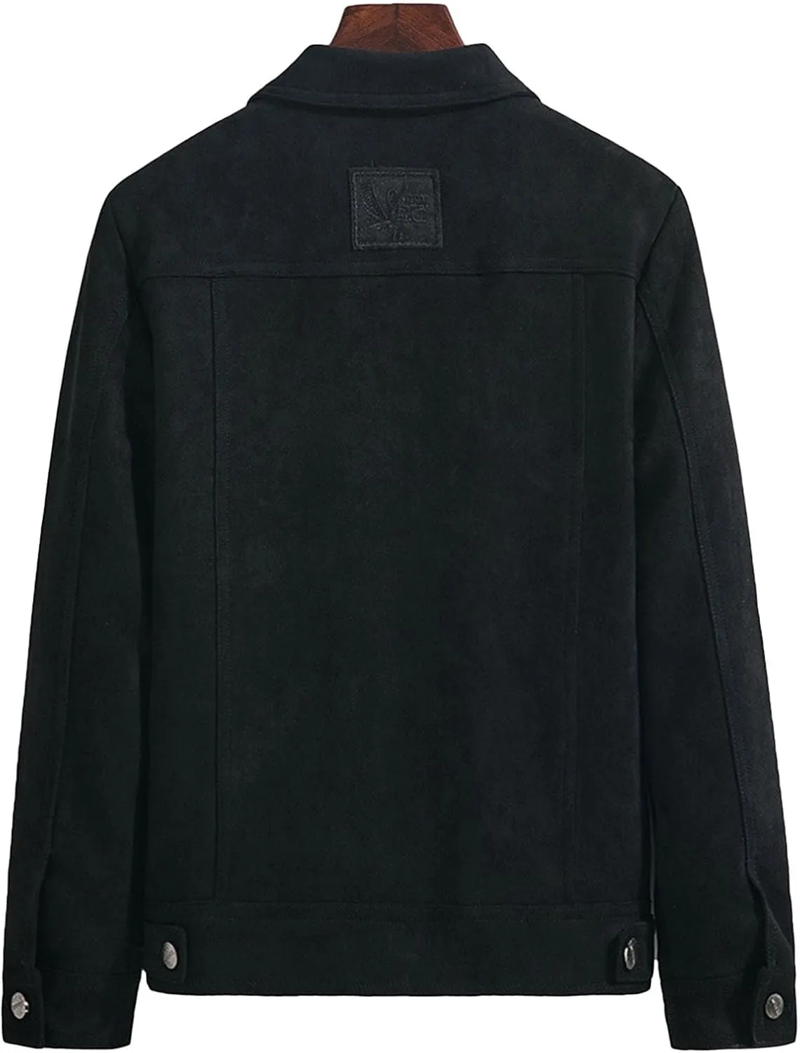 Men's Faux Suede Leather Jacket Casual Comfortable Suede Jacket Male Button Lapel Soft Lightweight Suede Jacket