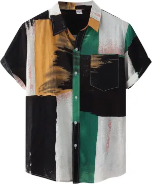 Mens Funny Hawaiian Shirts Button Up Shirt for Men Printed Casual Short Sleeve Irish Hawaiian Shirt Men St. Patrick's