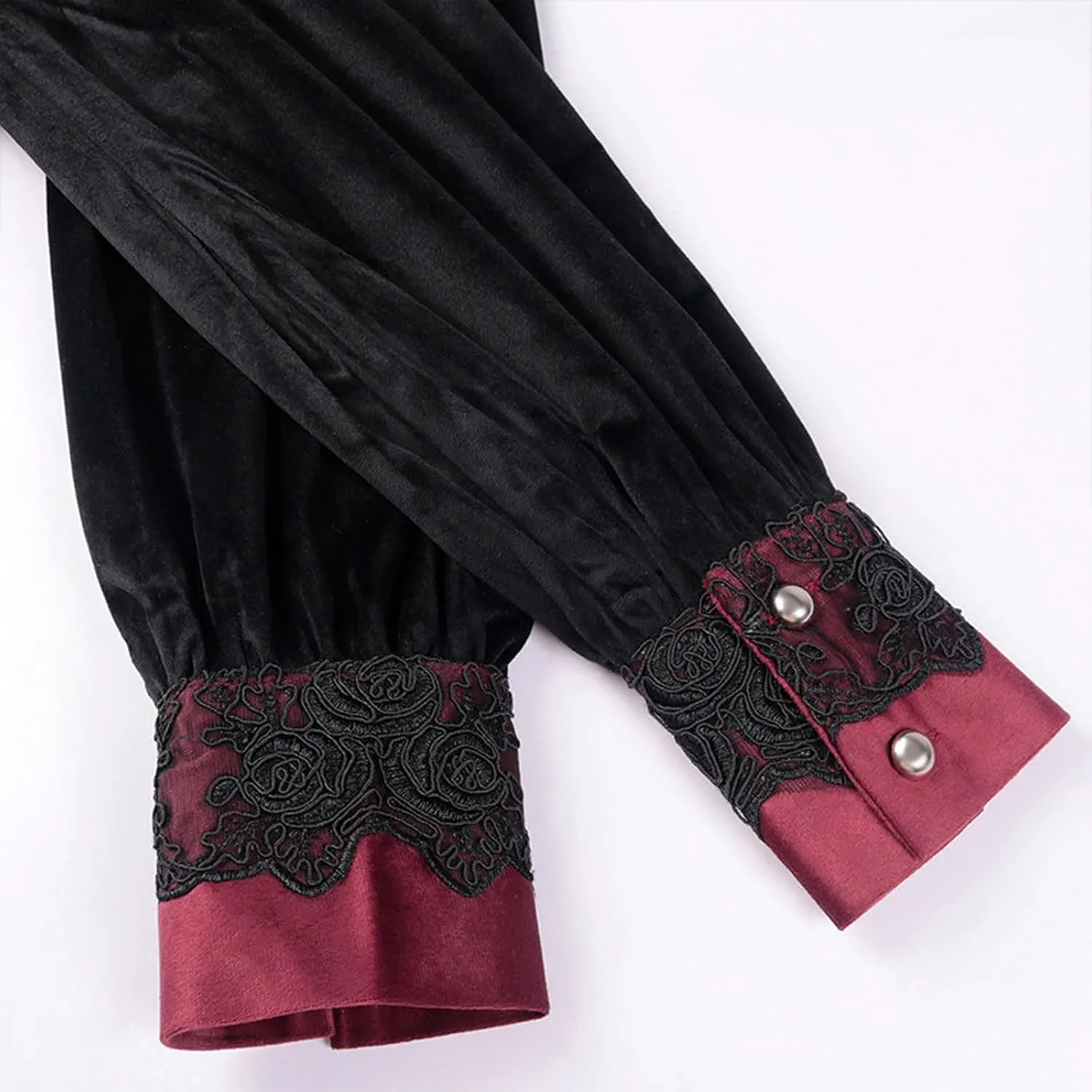 Men's Gothic Tuxedo Shirt Ruffled Velvet Shirts Button Long Sleeve Dress Shirt Retro Medieval Victorian Steampunk Tops