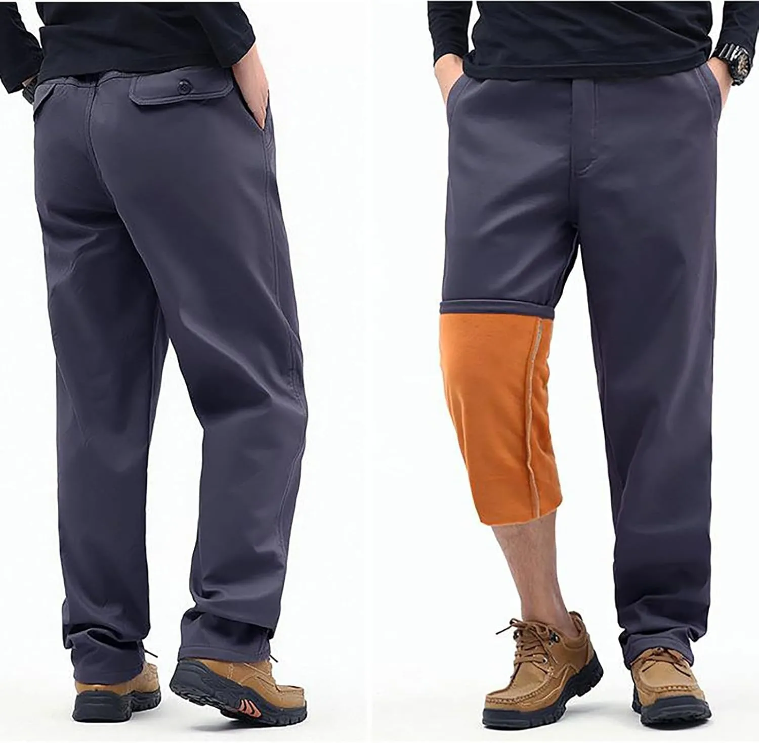 Men's Heavyweight Fleece Cargo Pants Thick Warm Joggers Pants Sherpa Workout Hiking Thermal Skiing Sweatpants
