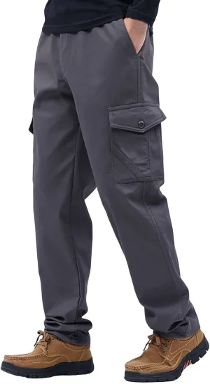 Men's Heavyweight Fleece Cargo Pants Thick Warm Joggers Pants Sherpa Workout Hiking Thermal Skiing Sweatpants