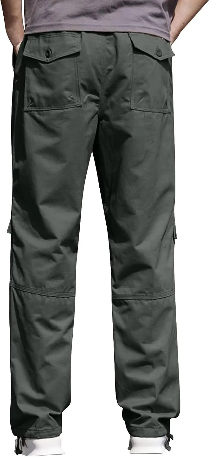 Mens Hiking Pants Mens Cargo Pants Relaxed Fit Tactical Pants Cargo Work Pants Cotton Trousers with Pockets