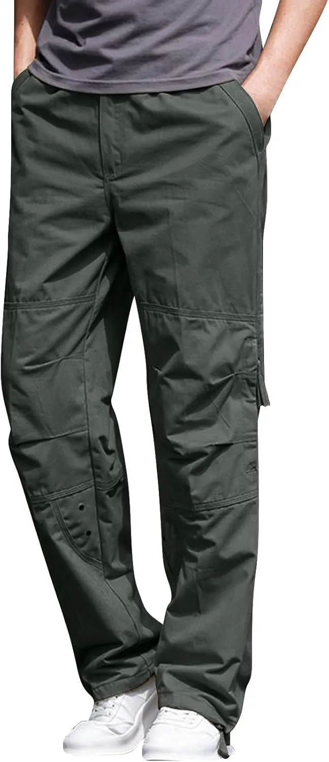 Mens Hiking Pants Mens Cargo Pants Relaxed Fit Tactical Pants Cargo Work Pants Cotton Trousers with Pockets