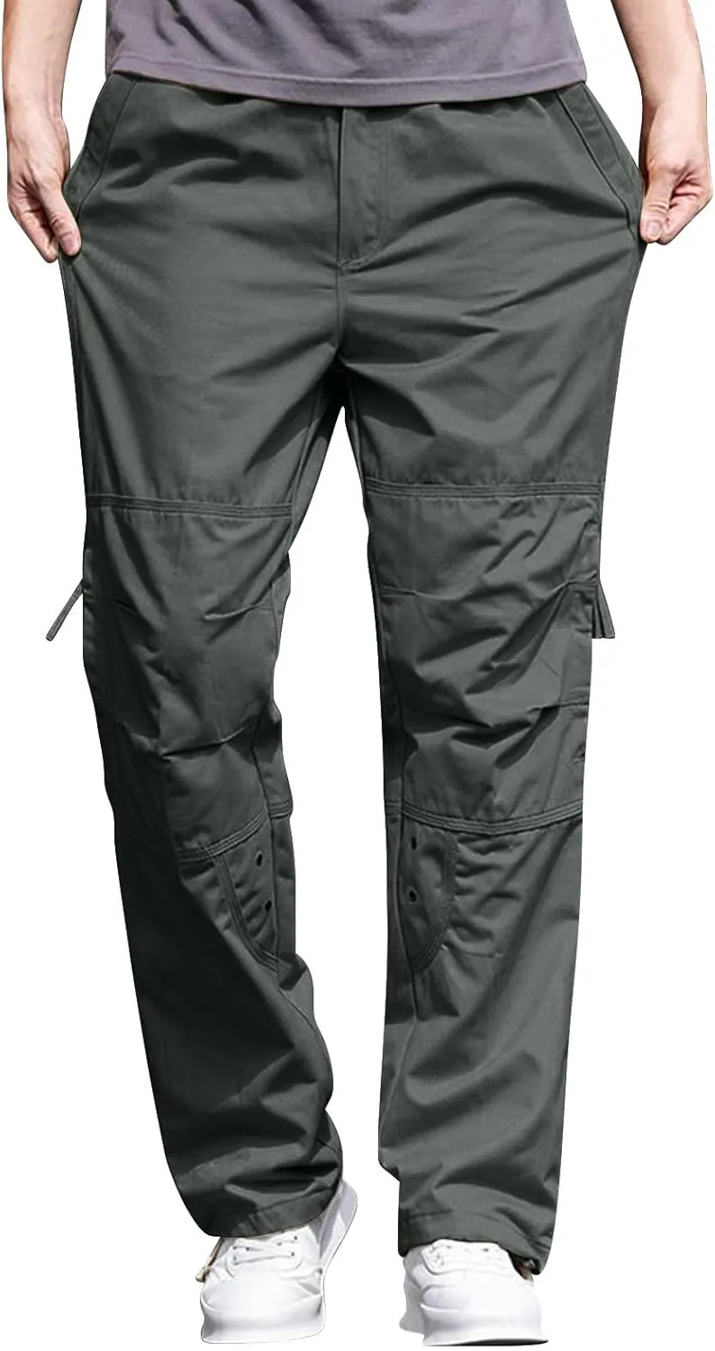 Mens Hiking Pants Mens Cargo Pants Relaxed Fit Tactical Pants Cargo Work Pants Cotton Trousers with Pockets
